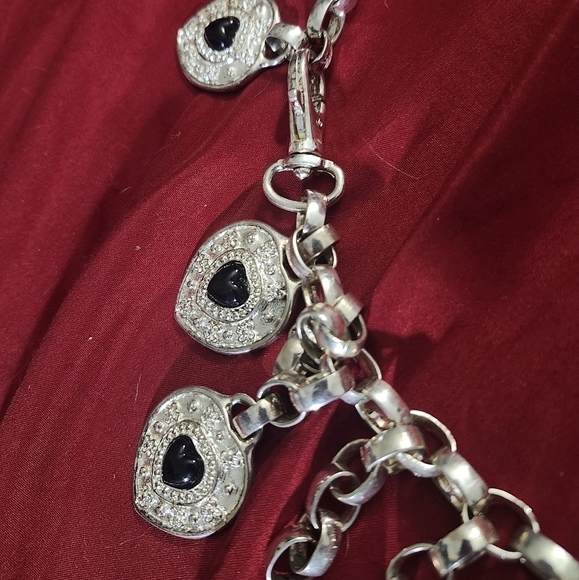 Vintage silver heart belt with black stones - Picture 3 of 6